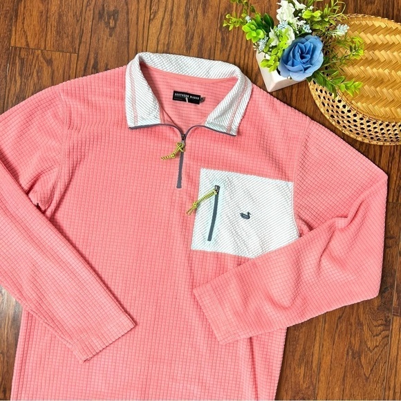 Southern Marsh Pink and Blue Pull Over Sweatshirt Popover 1/2 Zip Size XS - Picture 11 of 16